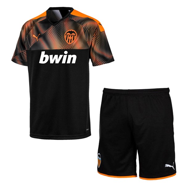 Camiseta Valencia Replica Segunda Ropa Niños 2019/20 Naranja Negro